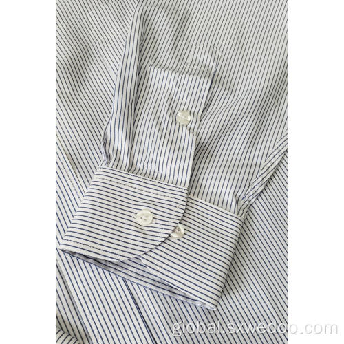 White Long Sleeved Shirt 55%Polyester 45%Cotton Yarn-dyed Long-sleeved Shirt for Men Supplier